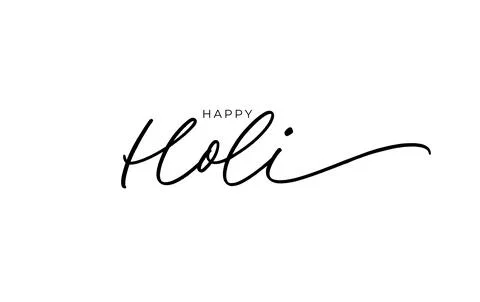 Happy Holi hand drawn vector black lettering. Stock Illustration