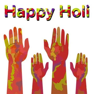 Happy Holi Hands Stock Illustration