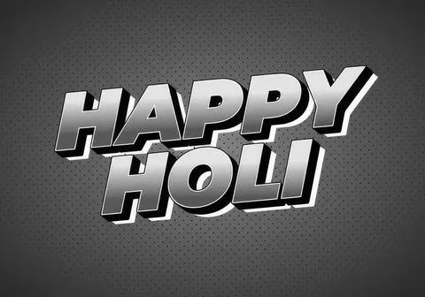 Happy holi text with bold 3d letters on grey background Stock-Illustration