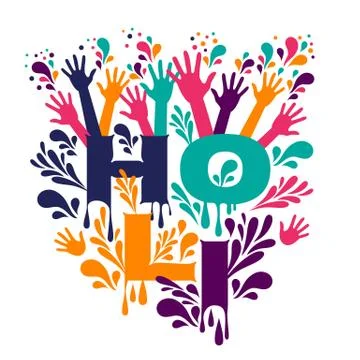 Happy holi vector elements for card design , Happy holi design with colorful Stock Illustration