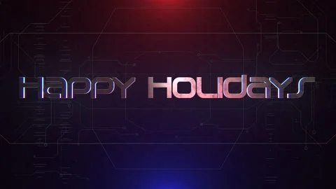 Happy Holiday on computer screen with HUD elements Видео 233402304