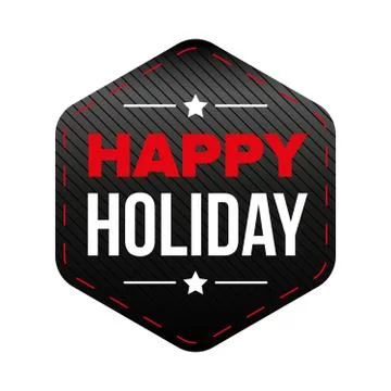 Happy Holiday patch vector red and black 스톡 일러스트