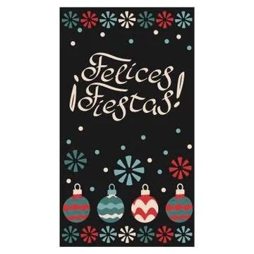 Happy holiday . Vector phrase in Spanish. Beautiful Handwritten text, Christm Stock Illustration