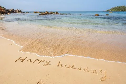 Happy holidays on beach Stock Photos