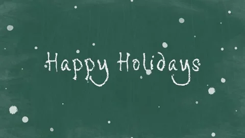 Happy Holidays - Chalk Style Text Jitter Animation with Snow on Green Chalkboard Stock Footage 319835235