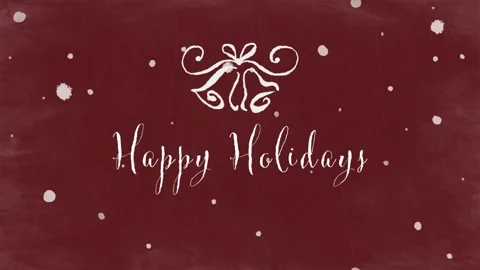 Happy Holidays - Chalk Style Text Wiggly Motion With Belles &amp; Snow On Chalkboard Stock Footage 320295434