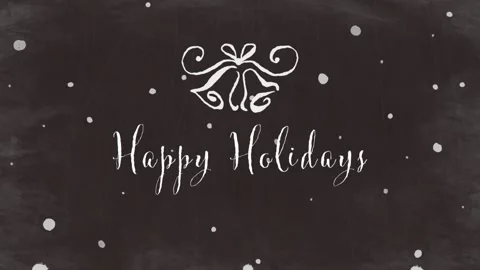 Happy Holidays - Chalk Style Text Wiggly Motion With Belles &amp; Snow On Blackboard Stock Footage 320295442