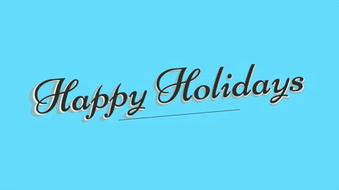 Happy Holidays cursive text message in white on blue background Stock Footage 289154465