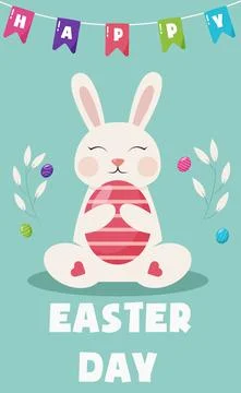Happy Holidays Easter Bunny Egg Card, Promotional Booklet - Vector 스톡 일러스트