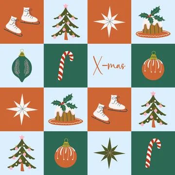 Happy holidays geometric seamless pattern Stock Illustration