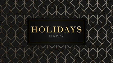 Happy Holidays with gold cubes pattern on black gradient Stock Footage 240091247