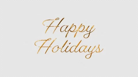 Happy Holidays Golden Script Typography Animation on Transparent Background and Video stock 320113945