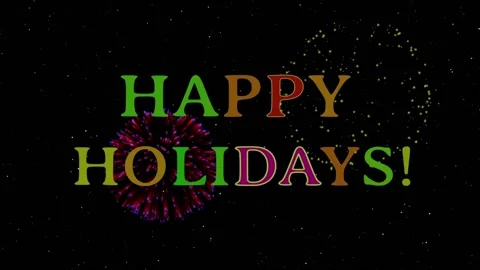 Happy Holidays! graphics with fireworks Stock Footage 163025907