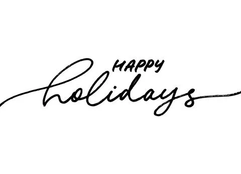 Happy holidays hand drawn vector line calligraphy. Stock Illustration