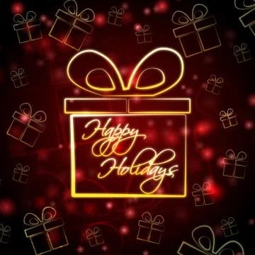 Happy holidays in present box Stock Illustration