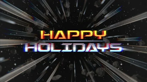 Happy Holidays with rays and dust in galaxy Stock Footage 199099389