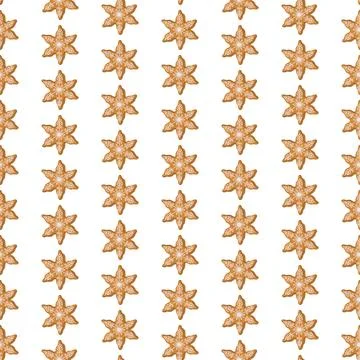 Happy Holidays seamless pattern. Gingerbread background. Stock Illustration