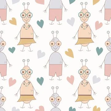 Happy holidays seamless pattern. Monster colorful silhouette head face icon.. Stock Illustration
