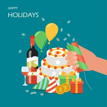 Happy holidays vector flat style design illustration Stock Illustration
