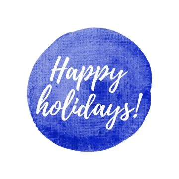 Happy holidays vector on hand drawn watercolor blue background illustration Stock Illustration