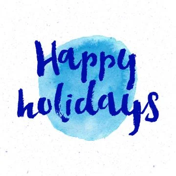 Happy Holidays vector text on blue background. Holidays lettering for invitat Stock Illustration