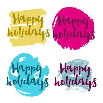 Happy Holidays vector text on blue background. Holidays lettering for invitat Stock Illustration