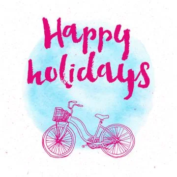 Happy Holidays vector text on blue background. Holidays lettering for invitat Stock Illustration