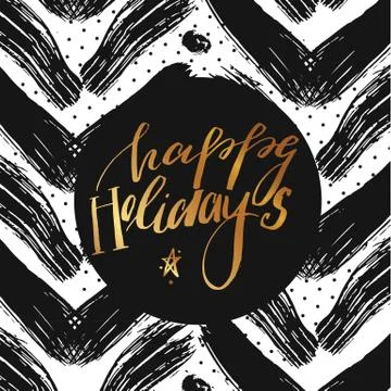 Happy Holidays vector text on defocus background. Holidays lettering for Stock Illustration