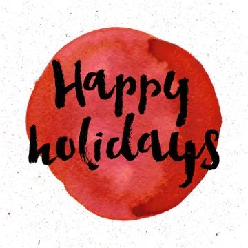 Happy Holidays vector text on red background. Holidays lettering for invitati Stock Illustration