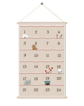 Happy Holidays wall hanging textile pocket advent calendar in Scandinavian st Stock Illustration