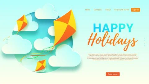 Happy holidays web banner template Stock Illustration