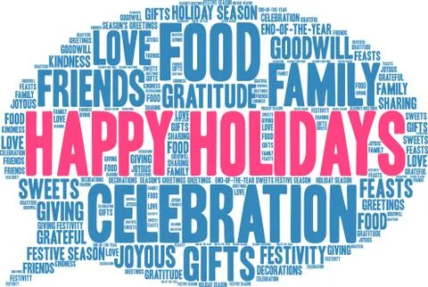 Happy Holidays Word Cloud Stock Illustration