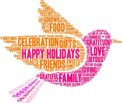 Happy Holidays Word Cloud Stock Illustration