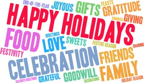 Happy Holidays Word Cloud Illustrazione stock