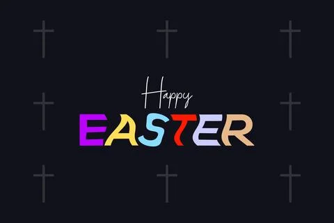Happy holy easter vector background design on black background Stock Illustration