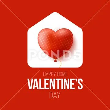 Happy Home Valentine day Card with Funny Vector Minimalist Icon ...