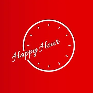 Happy hour background with clock Stock Illustration