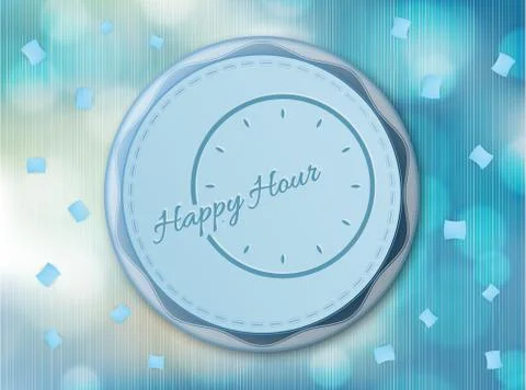 Happy hour background with clock Stock Illustration