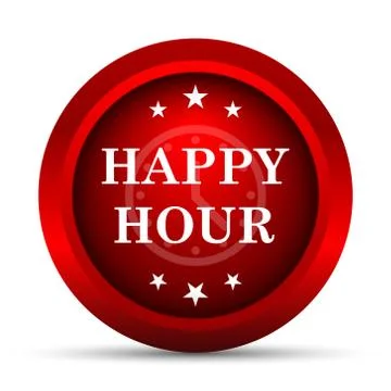 Happy hour icon. Internet button on white background.. Stock Illustration