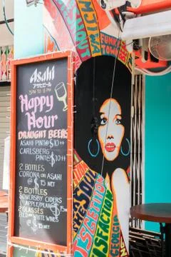 Happy hour menu Stock-Fotos