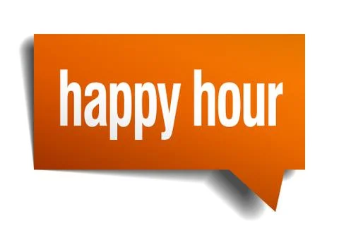 Happy hour orange speech bubble isolated on white Stock Illustration