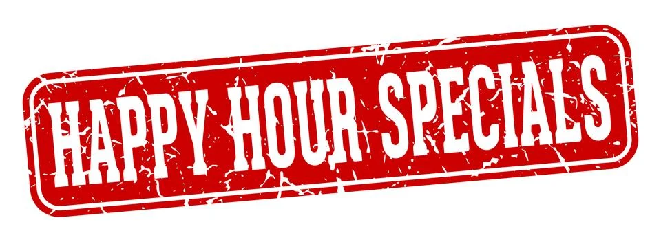 Happy hour specials rectangular sign. happy hour specials stamp Stockillustratie