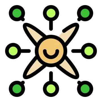 Happy hub connecting to multiple nodes representing network and connectivity 스톡 일러스트