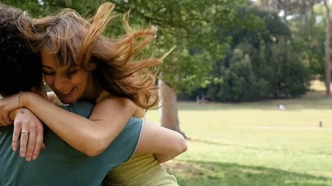 Happy hugging between lovers in the park Stock-Footage 78284832