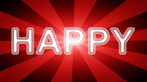 Happy icon in red abstract background with rays. Stock Footage 113678499