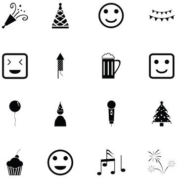 Happy icon set Stock Illustration