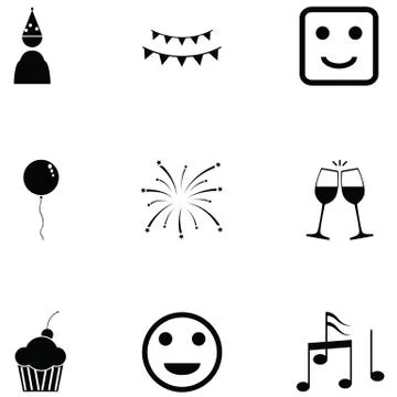 Happy icon set Illustrazione stock