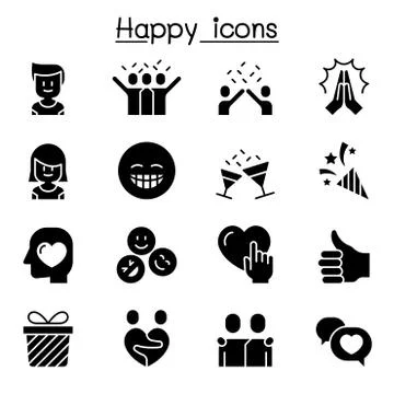 Happy icon set vector illustration graphic design Stock Illustration