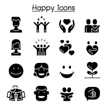 Happy icon set vector illustration graphic design Illustrazione stock