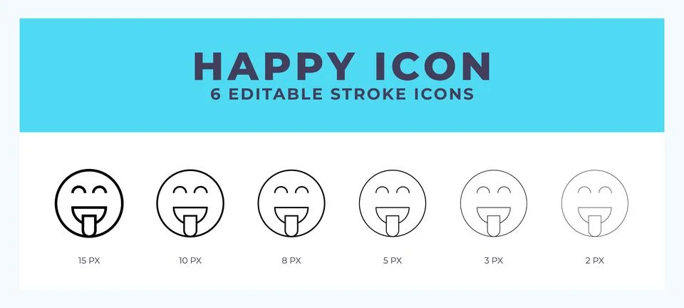 Happy icon vector illustration. With editable stroke for web. App and more. Stock Illustration